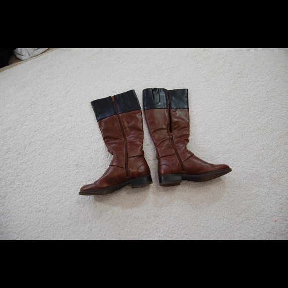 Nine West leorawm Colorblock riding boots tall 8 - Picture 3 of 4